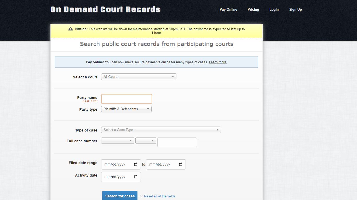 On Demand Court Records